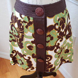 Milly New York Mini Skirt Retro Style Gree Brown